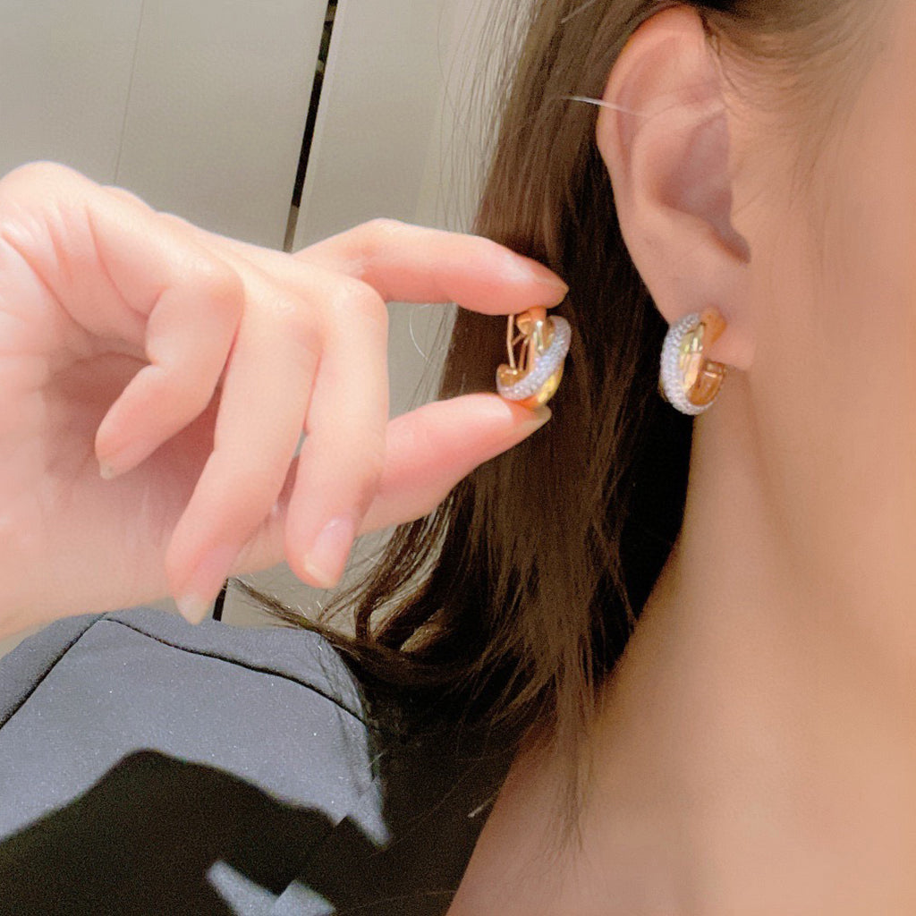[Rose Tomorrow]TRINITY HALF DIAMOND  CLASSIC EARRINGS