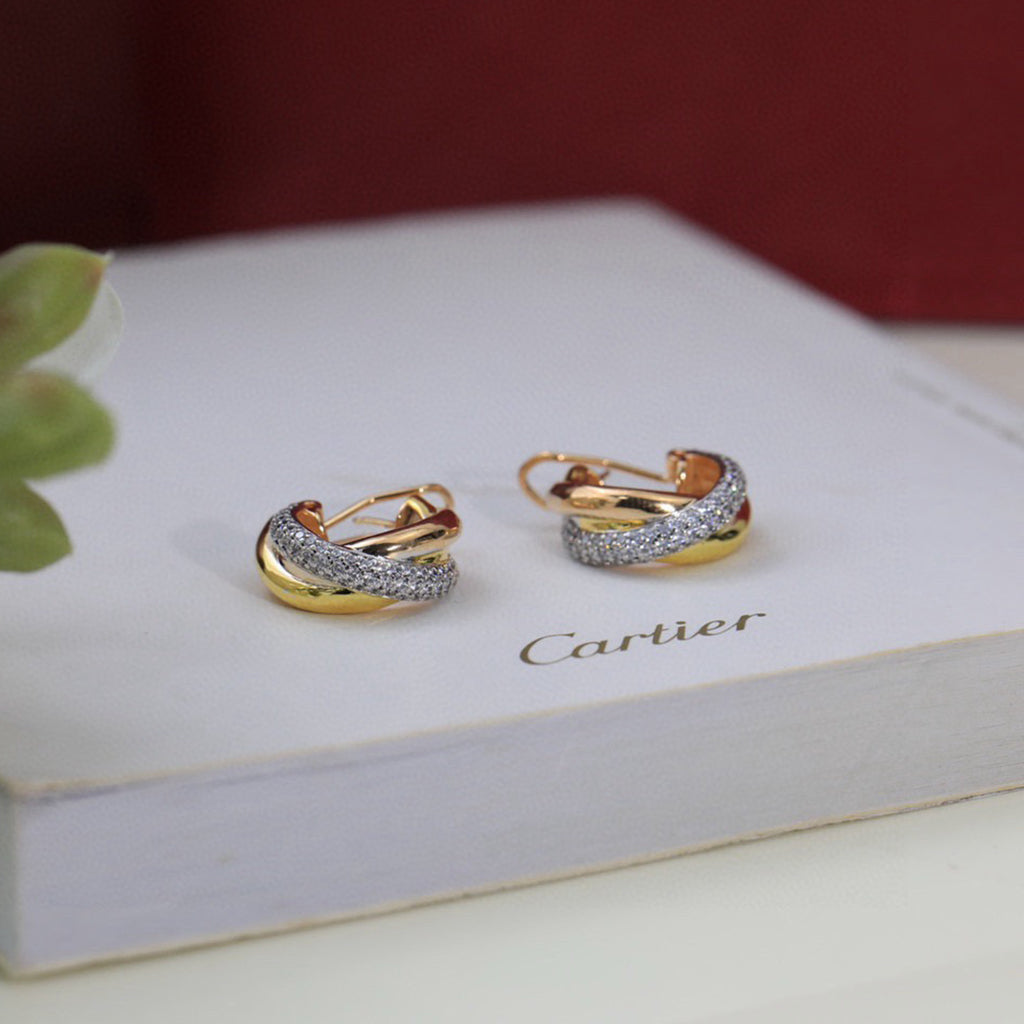 [Rose Tomorrow]TRINITY HALF DIAMOND  CLASSIC EARRINGS