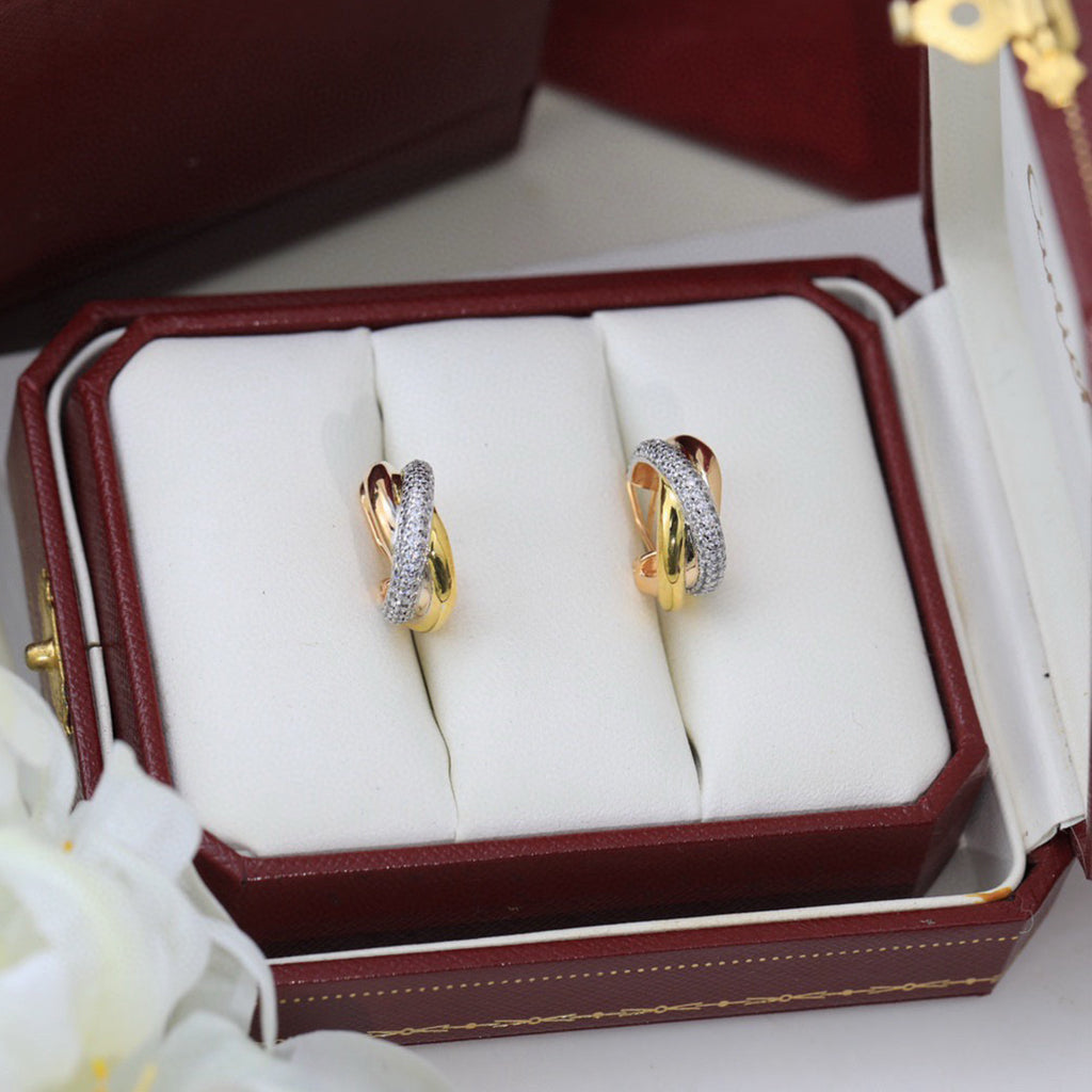 [Rose Tomorrow]TRINITY HALF DIAMOND  CLASSIC EARRINGS