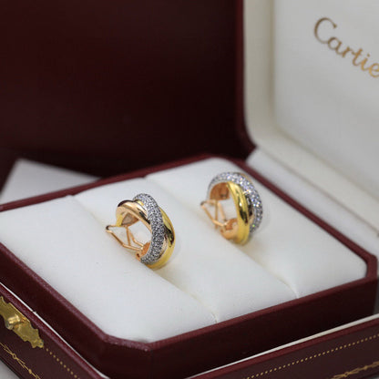 [Rose Tomorrow]TRINITY HALF DIAMOND  CLASSIC EARRINGS