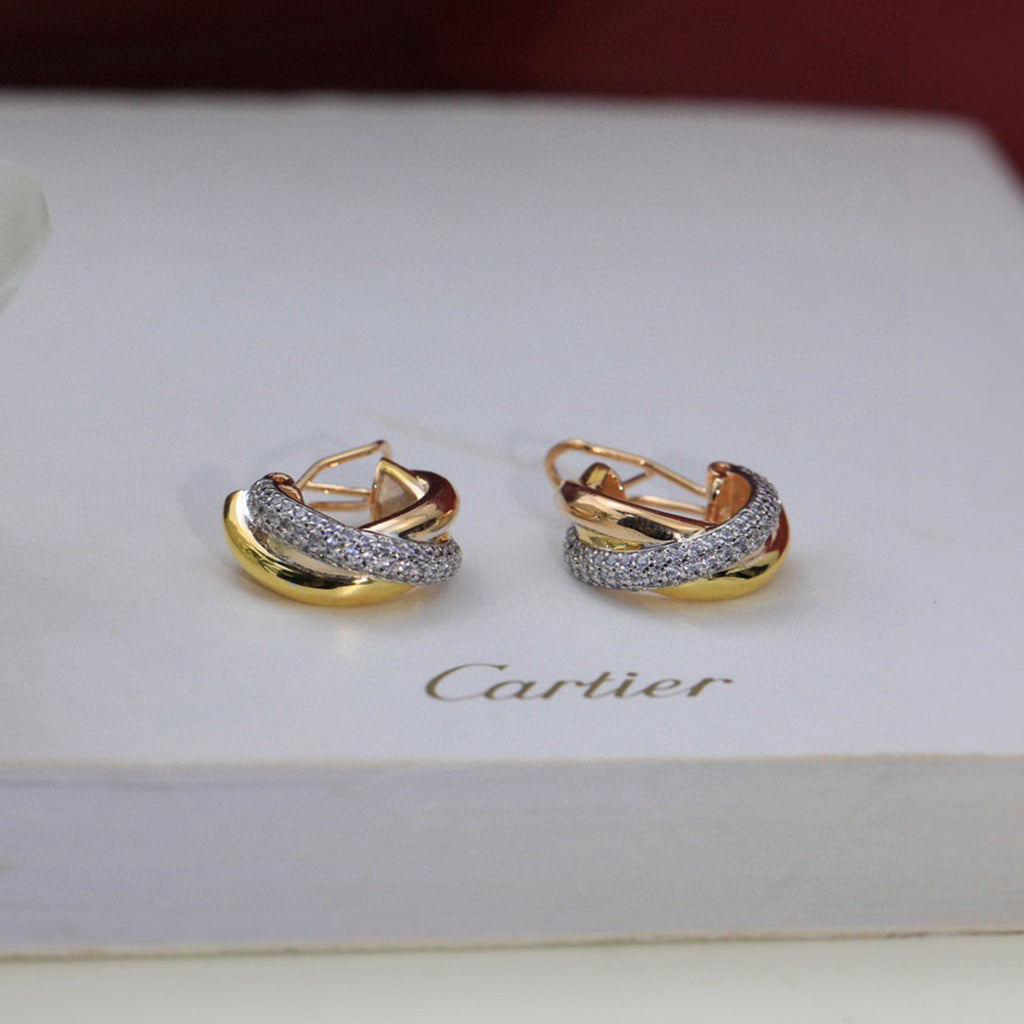 [Rose Tomorrow]TRINITY HALF DIAMOND  CLASSIC EARRINGS
