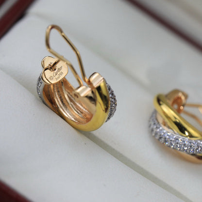 [Rose Tomorrow]TRINITY HALF DIAMOND  CLASSIC EARRINGS