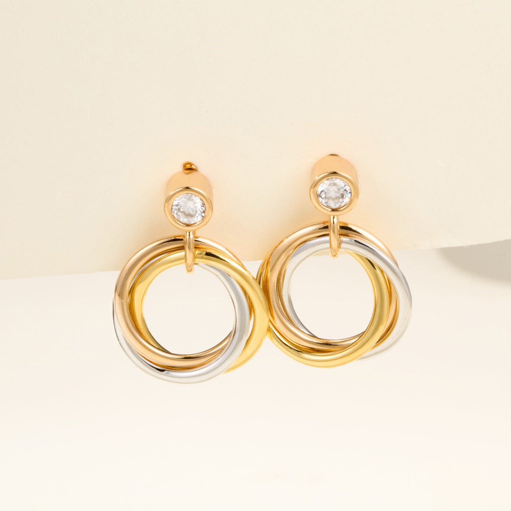 [Rose Tomorrow]TRINITY ON DIAMOND  EARRINGS