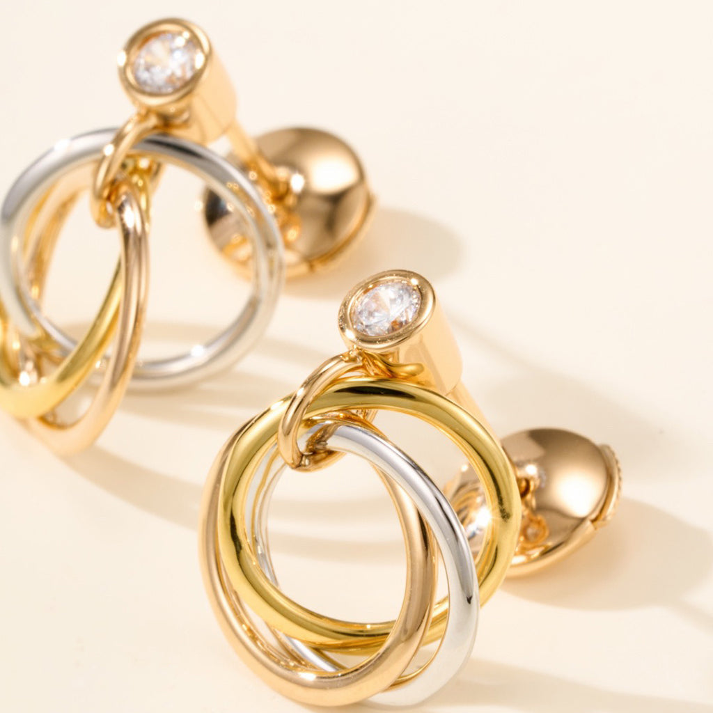 [Rose Tomorrow]TRINITY ON DIAMOND  EARRINGS