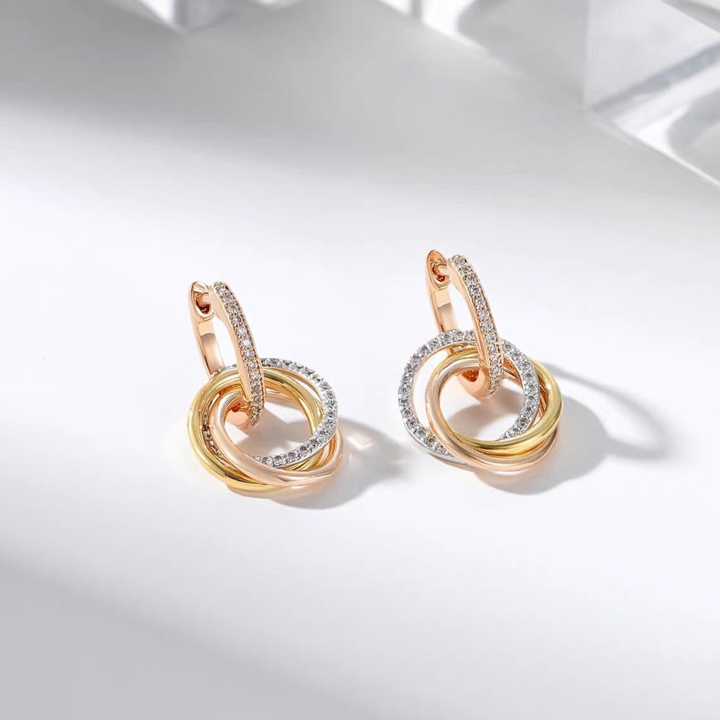 [Rose Tomorrow]TRINITY HALF DIAMOND  EARRINGS
