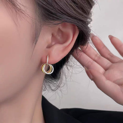 [Rose Tomorrow]TRINITY HALF DIAMOND  EARRINGS