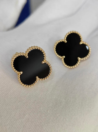 [Rose Tomorrow]CLOVER 20MM BLACK MOP EARRINGS
