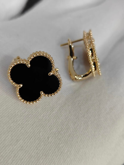 [Rose Tomorrow]CLOVER 20MM BLACK MOP EARRINGS