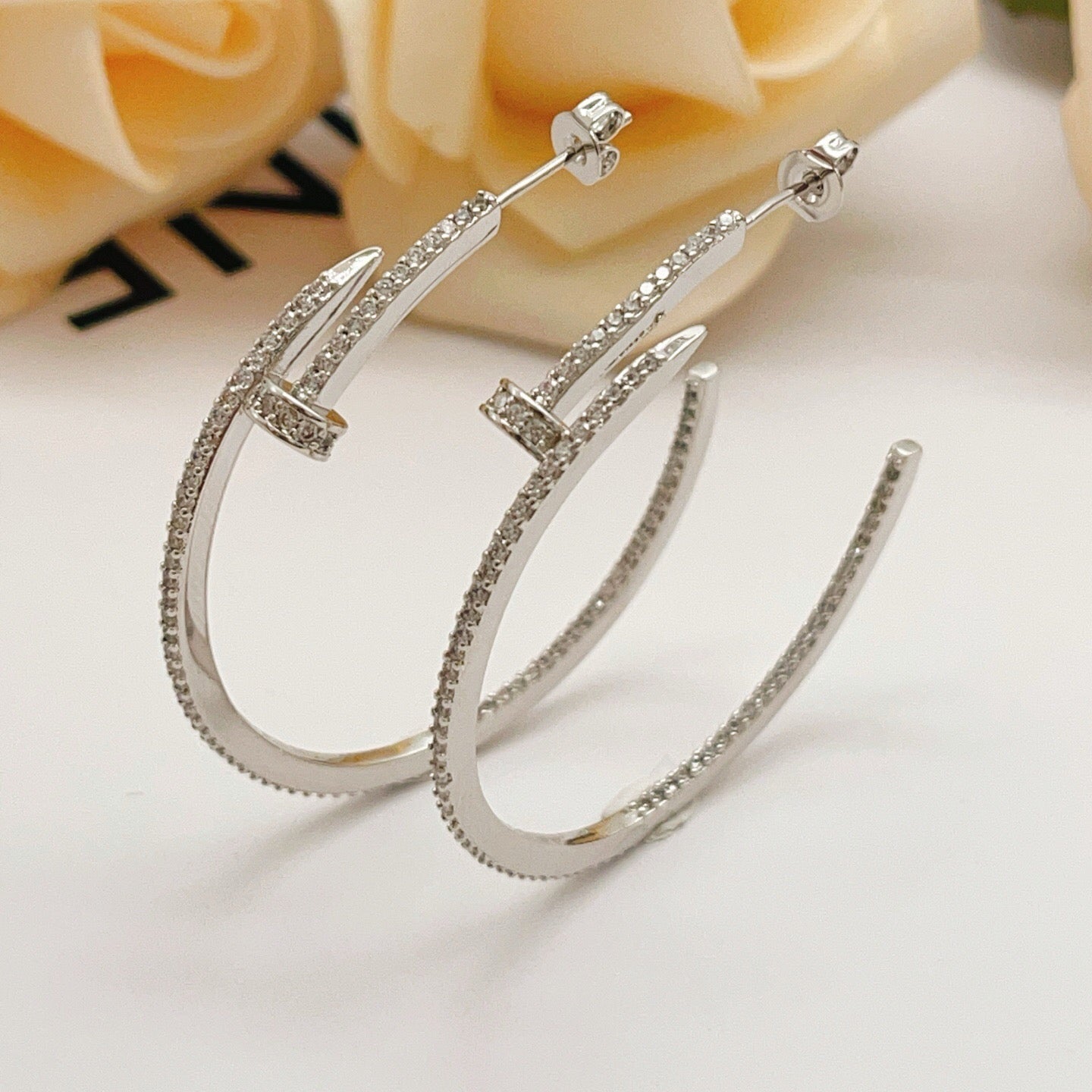 [Rose Tomorrow]JUSTE FULL DIAMOND LARGE EARRINGS