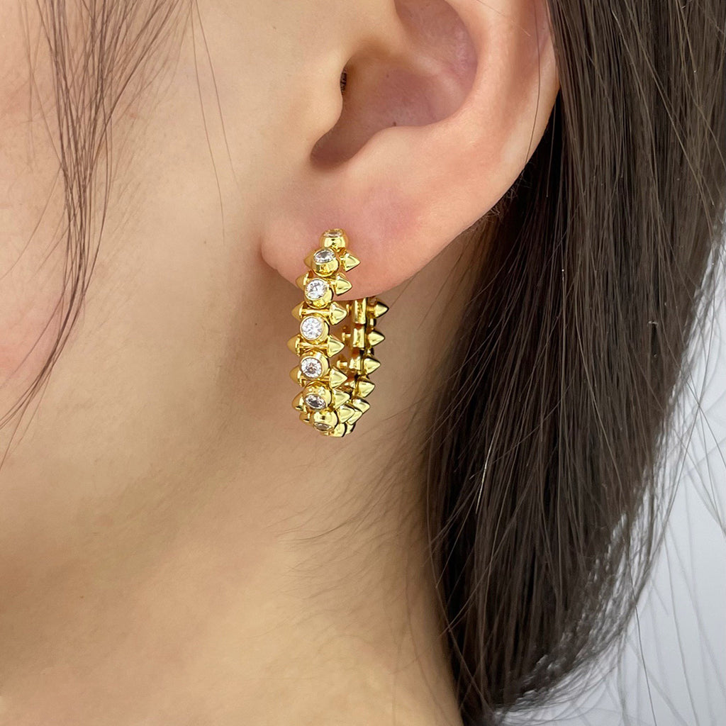 [Rose Tomorrow]CLASH FULL DIAMOND MEDIUM EARRINGS