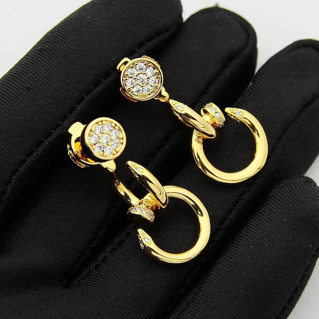 [Rose Tomorrow]JUSTE HALF DIAMOND DOUBLE EARRINGS