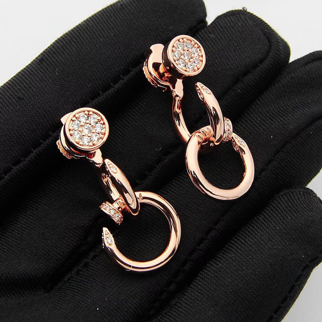 [Rose Tomorrow]JUSTE HALF DIAMOND DOUBLE EARRINGS