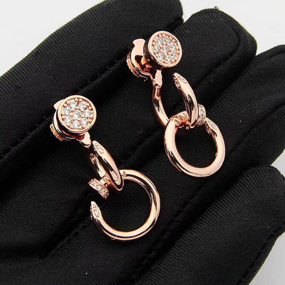 [Rose Tomorrow]JUSTE HALF DIAMOND DOUBLE EARRINGS