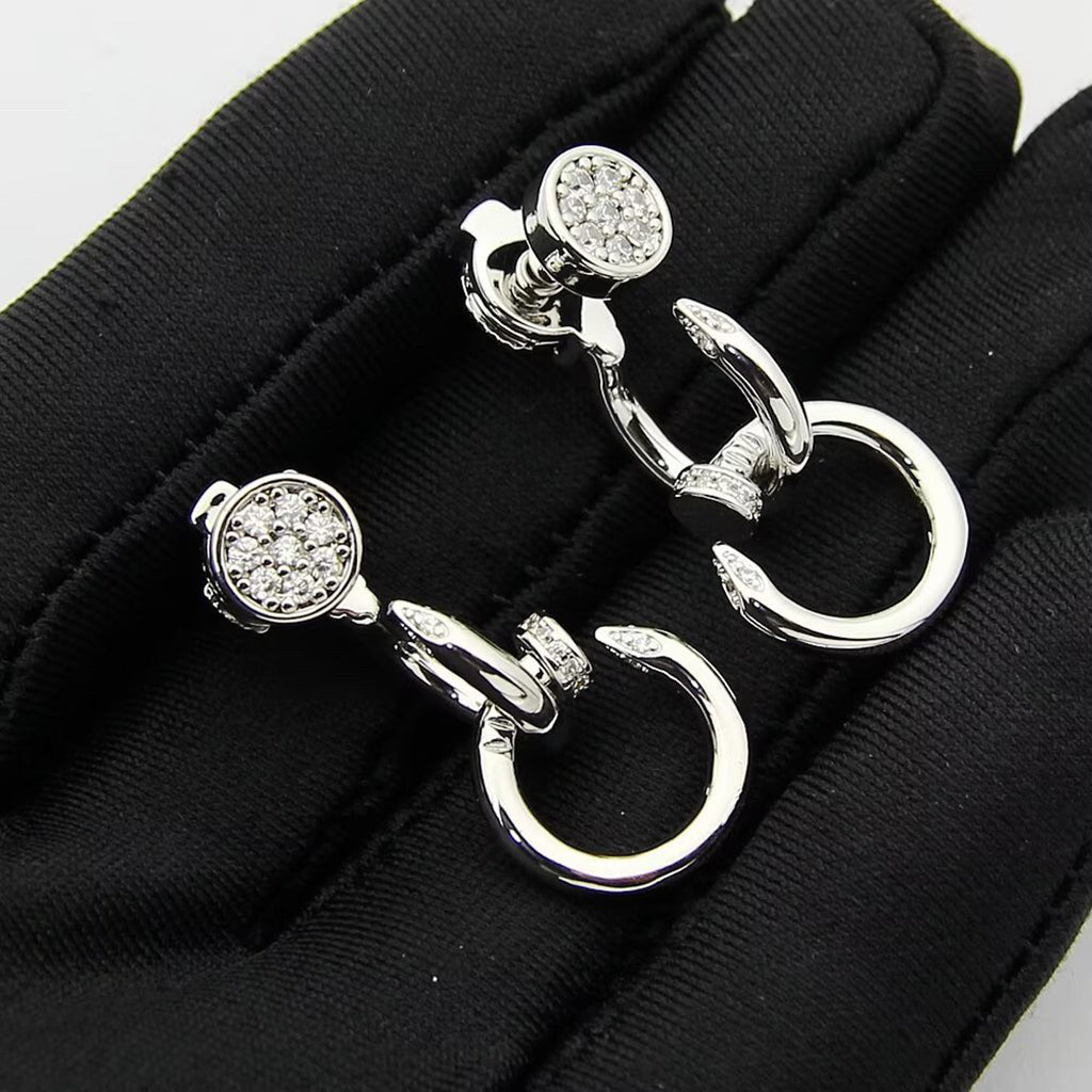 [Rose Tomorrow]JUSTE HALF DIAMOND DOUBLE EARRINGS