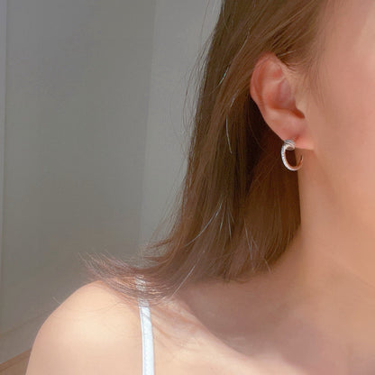 [Rose Tomorrow]JUSTE FULL DIAMOND DOUBLE EARRINGS