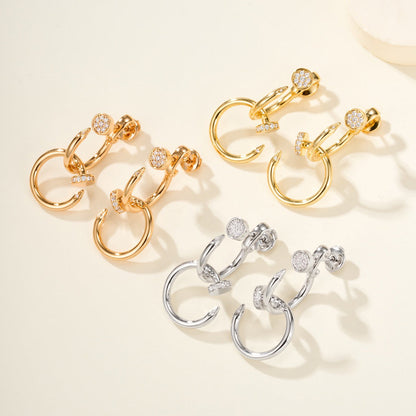 [Rose Tomorrow]JUSTE HALF DIAMOND DOUBLE EARRINGS