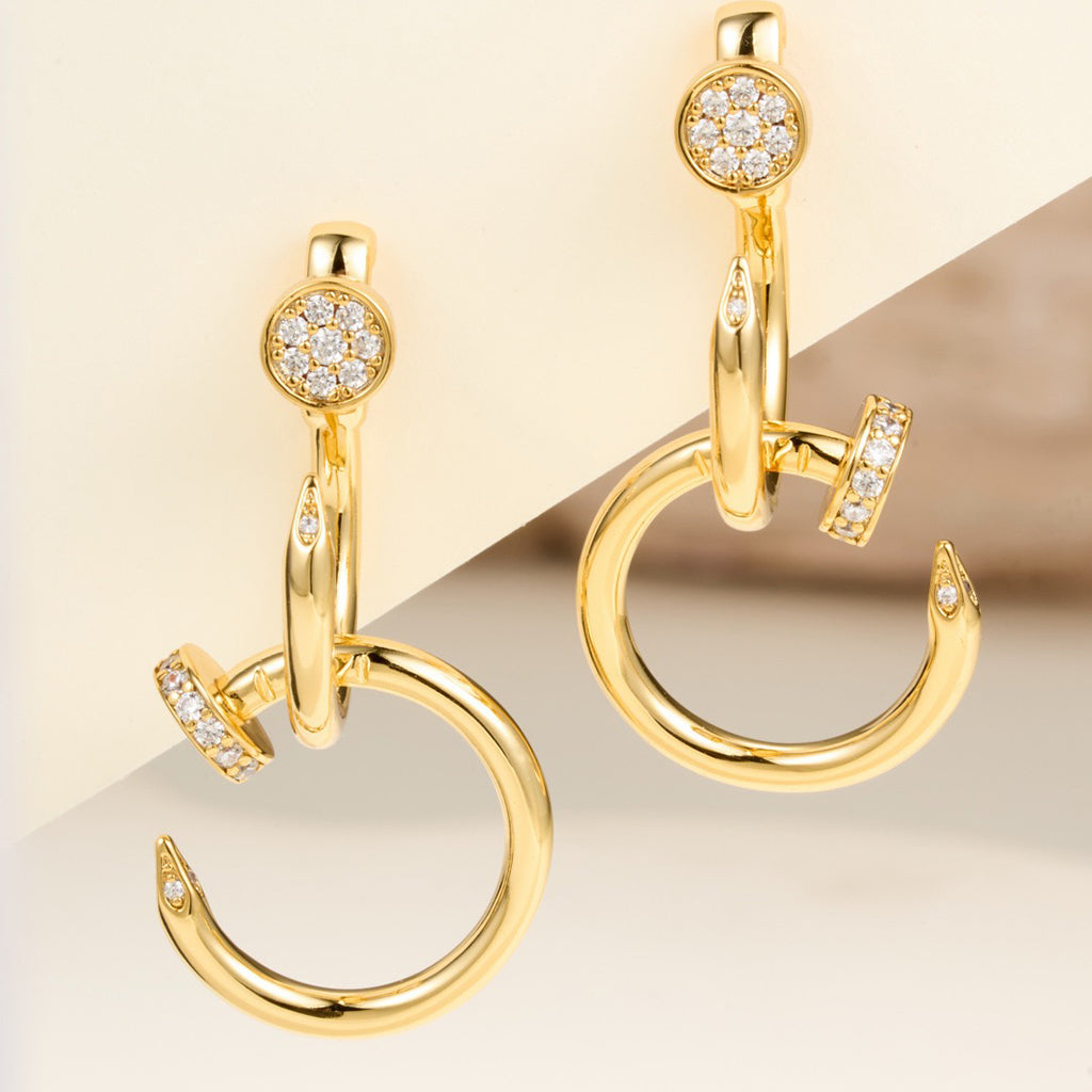 [Rose Tomorrow]JUSTE HALF DIAMOND DOUBLE EARRINGS