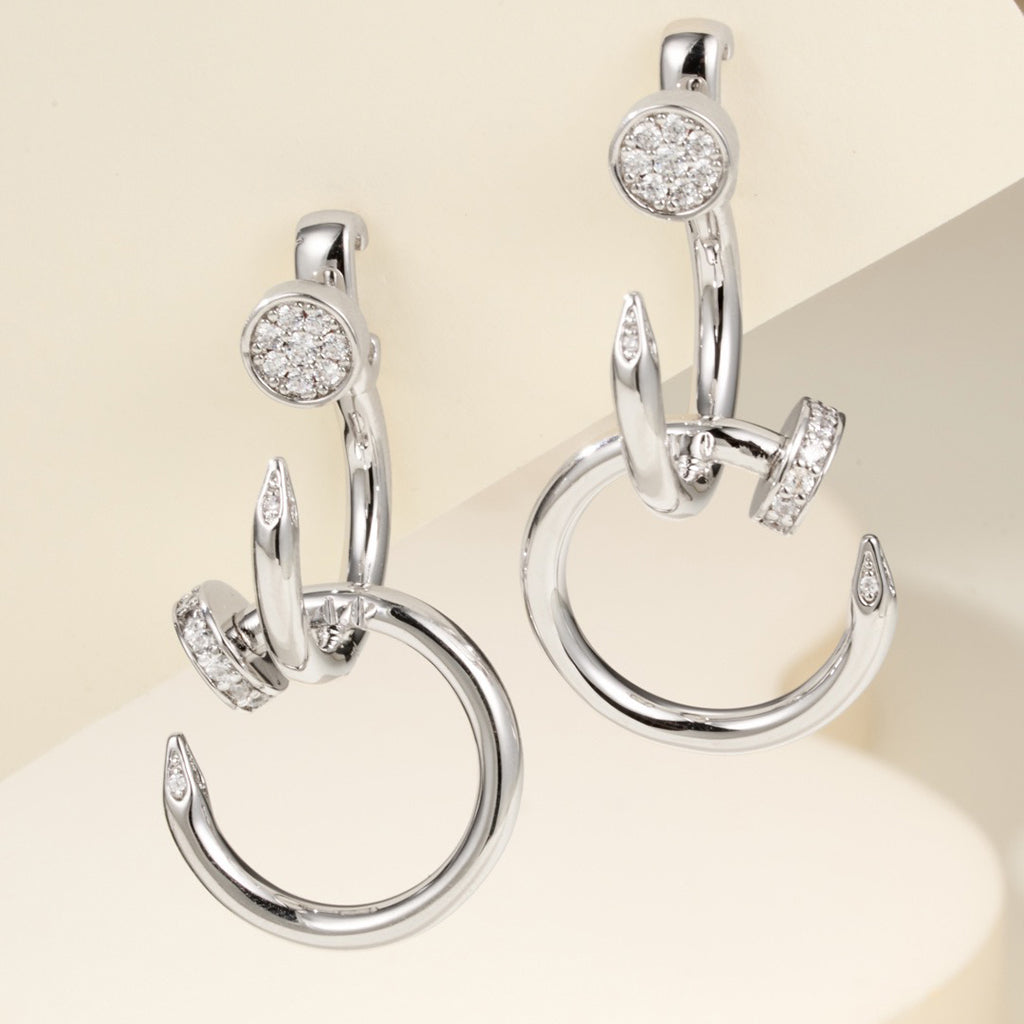[Rose Tomorrow]JUSTE HALF DIAMOND DOUBLE EARRINGS
