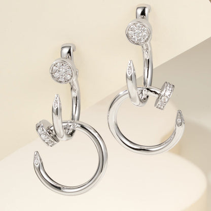 [Rose Tomorrow]JUSTE HALF DIAMOND DOUBLE EARRINGS