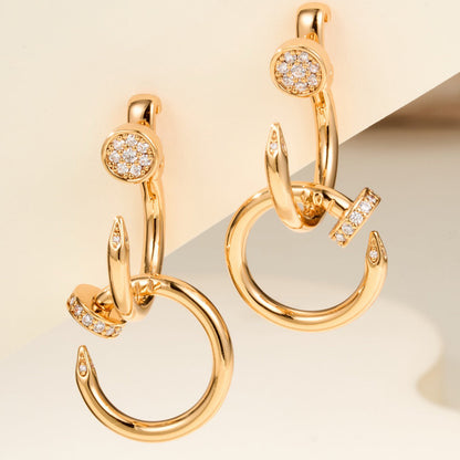 [Rose Tomorrow]JUSTE HALF DIAMOND DOUBLE EARRINGS