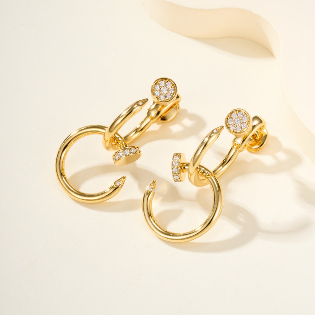 [Rose Tomorrow]JUSTE HALF DIAMOND DOUBLE EARRINGS