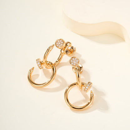 [Rose Tomorrow]JUSTE HALF DIAMOND DOUBLE EARRINGS