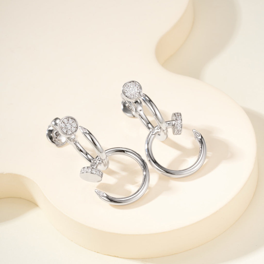 [Rose Tomorrow]JUSTE HALF DIAMOND DOUBLE EARRINGS
