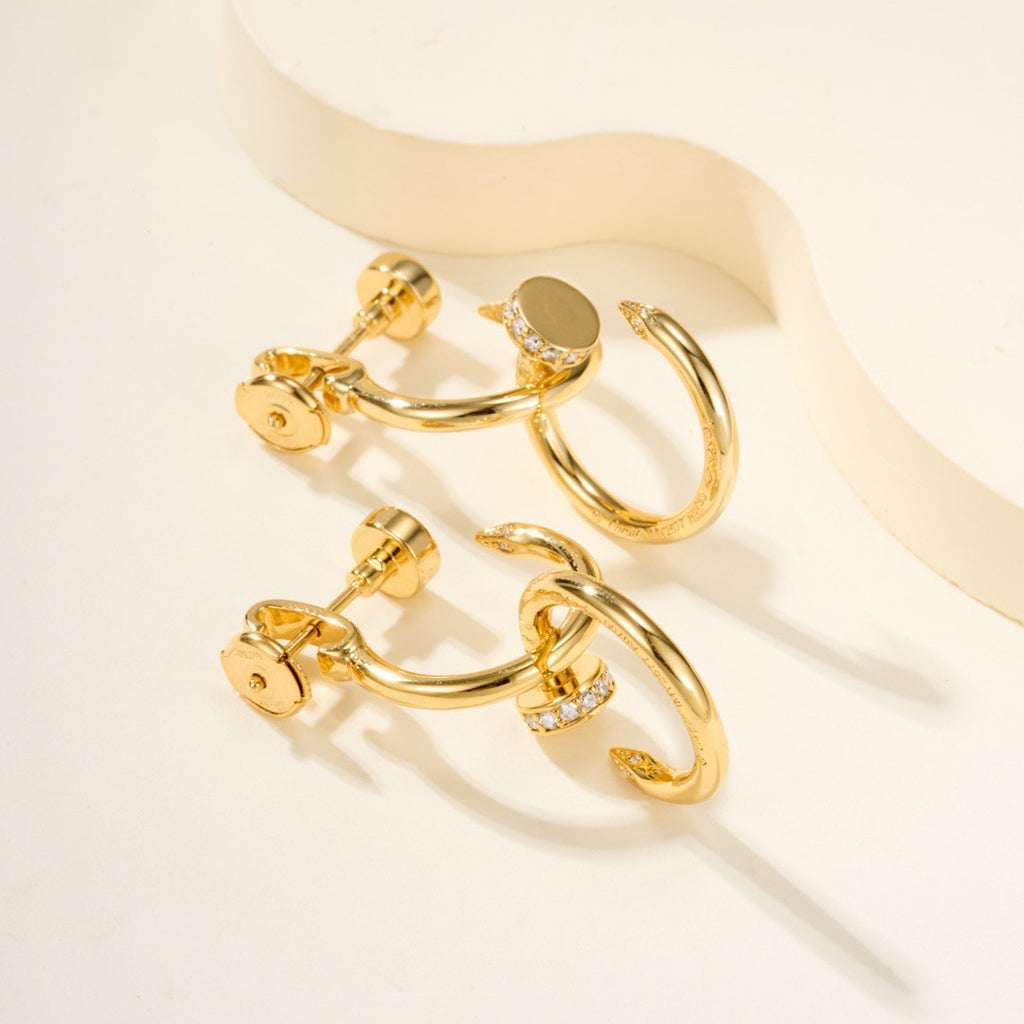 [Rose Tomorrow]JUSTE HALF DIAMOND DOUBLE EARRINGS