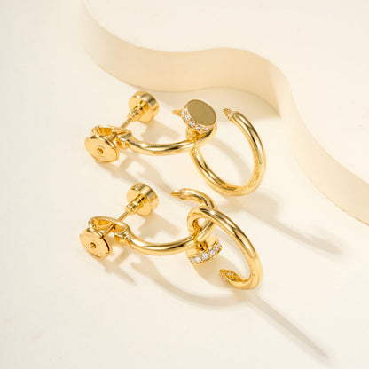 [Rose Tomorrow]JUSTE HALF DIAMOND DOUBLE EARRINGS