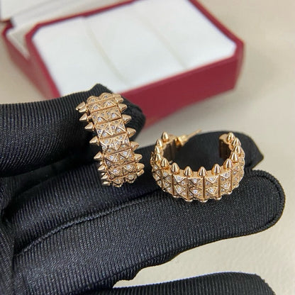 [Rose Tomorrow]CLASH 9.2MM FULL DIAMOND DOUBLE ROW EARRINGS