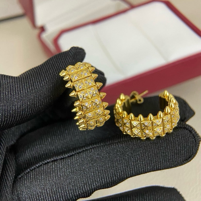 [Rose Tomorrow]CLASH 9.2MM FULL DIAMOND DOUBLE ROW EARRINGS