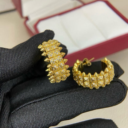 [Rose Tomorrow]CLASH 9.2MM FULL DIAMOND DOUBLE ROW EARRINGS