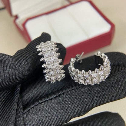 [Rose Tomorrow]CLASH 9.2MM FULL DIAMOND DOUBLE ROW EARRINGS