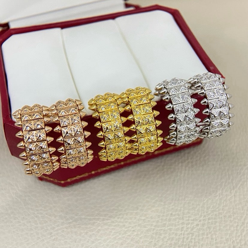 [Rose Tomorrow]CLASH 9.2MM FULL DIAMOND DOUBLE ROW EARRINGS