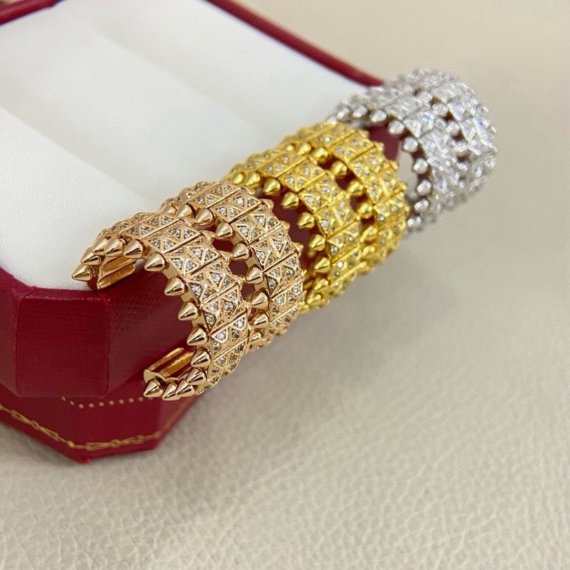 [Rose Tomorrow]CLASH 9.2MM FULL DIAMOND DOUBLE ROW EARRINGS