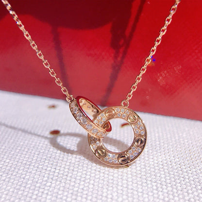 [Rose Tomorrow]LOVE  FULL DIAMOND PENDANT NECKLACE