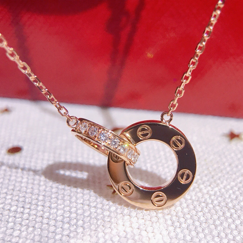 [Rose Tomorrow]LOVE  FULL DIAMOND PENDANT NECKLACE