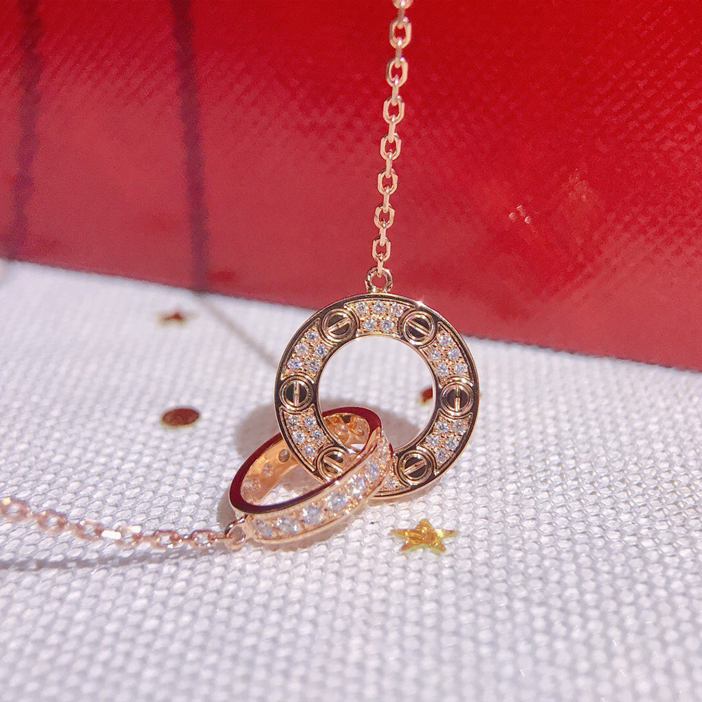 [Rose Tomorrow]LOVE  FULL DIAMOND PENDANT NECKLACE