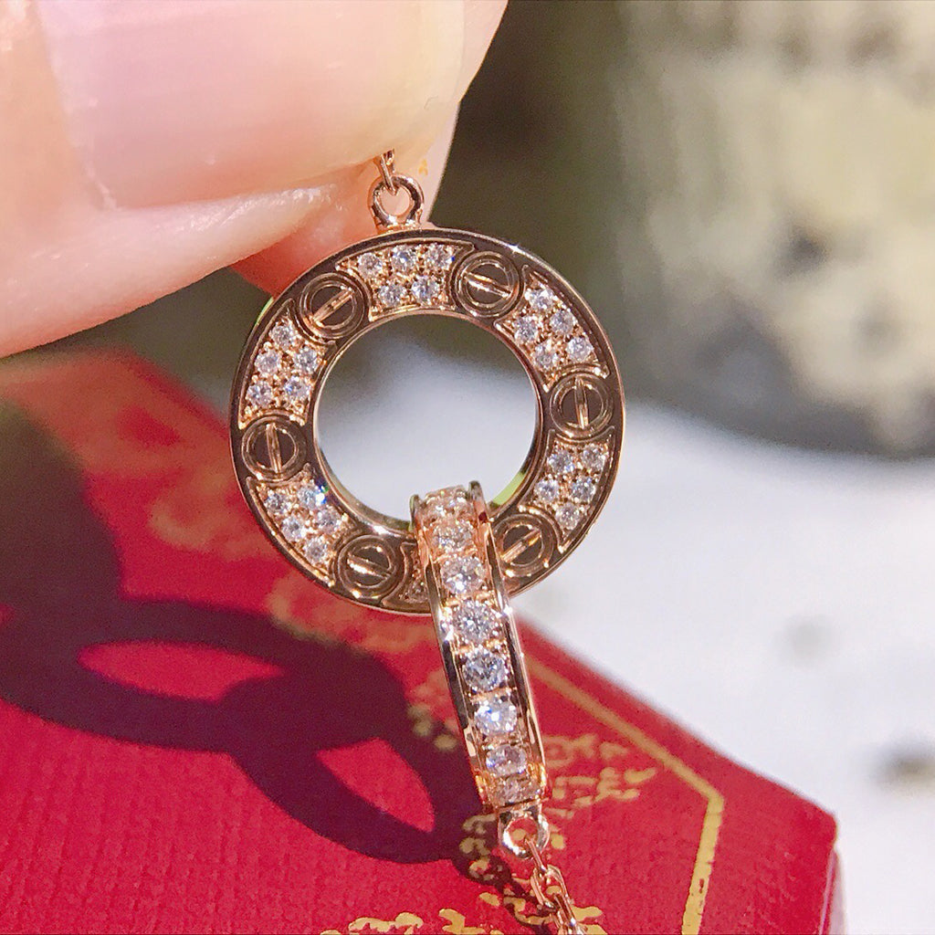 [Rose Tomorrow]LOVE  FULL DIAMOND PENDANT NECKLACE