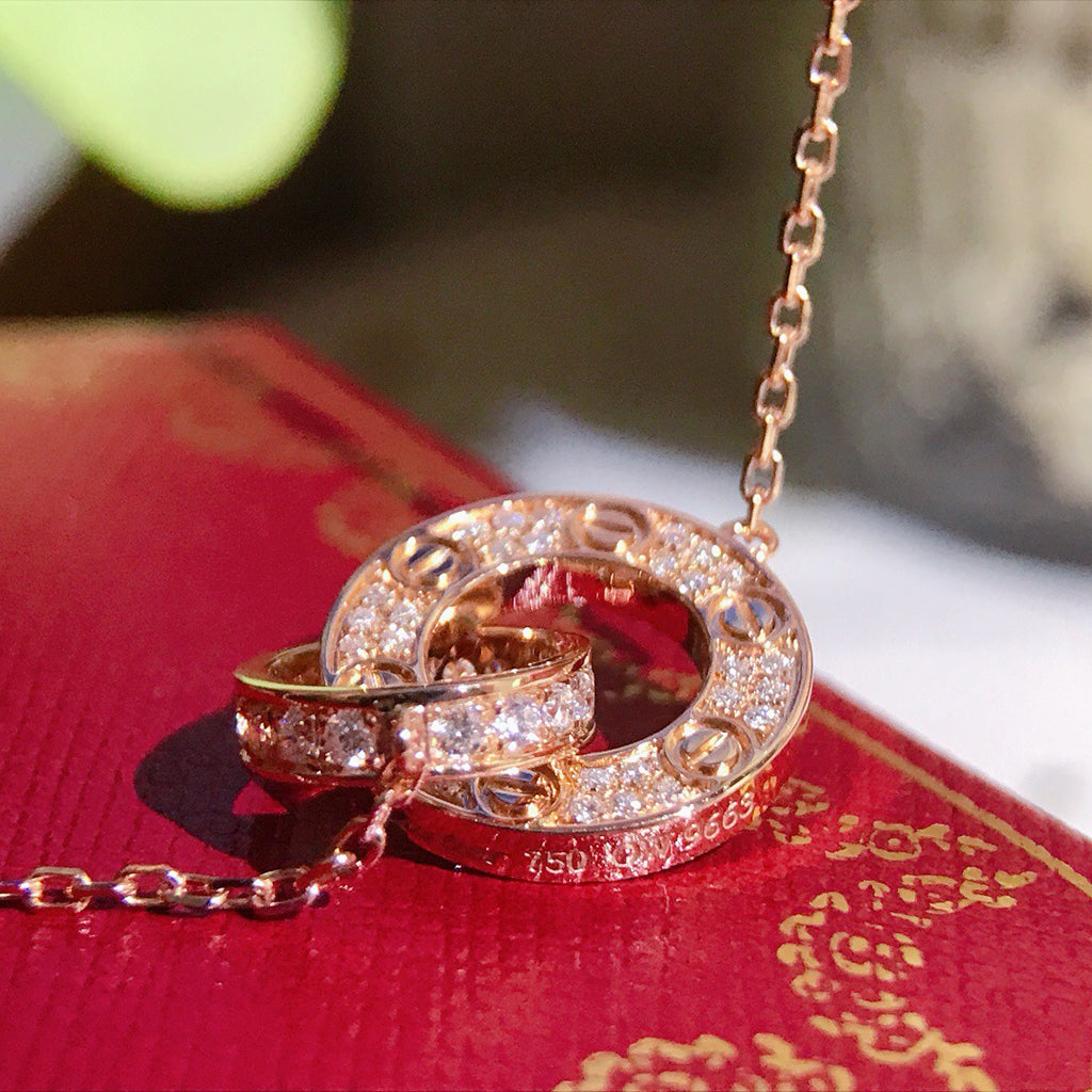 [Rose Tomorrow]LOVE  FULL DIAMOND PENDANT NECKLACE