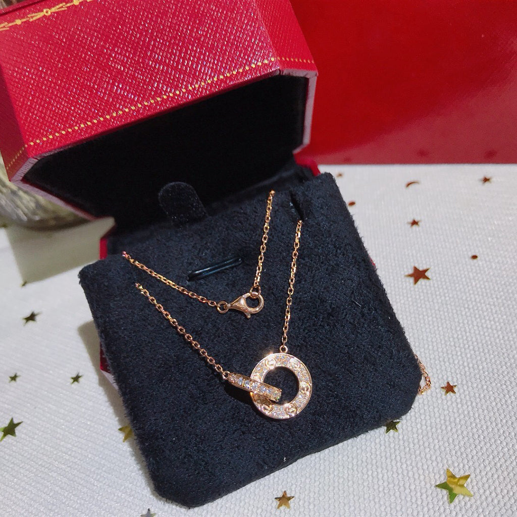 [Rose Tomorrow]LOVE  FULL DIAMOND PENDANT NECKLACE