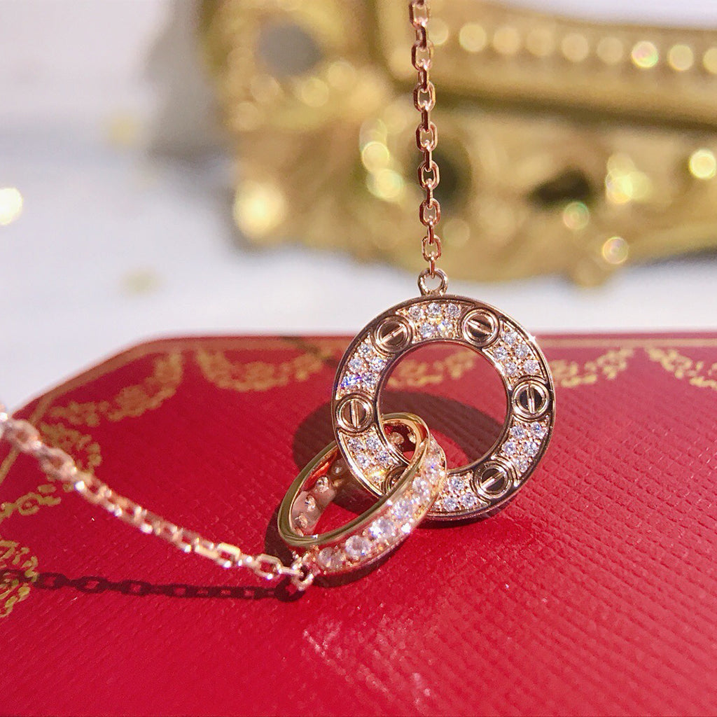 [Rose Tomorrow]LOVE  FULL DIAMOND PENDANT NECKLACE