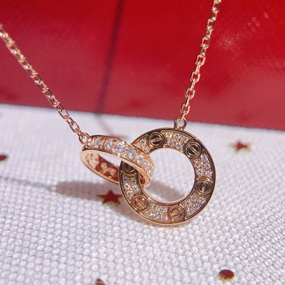 [Rose Tomorrow]LOVE  FULL DIAMOND PENDANT NECKLACE