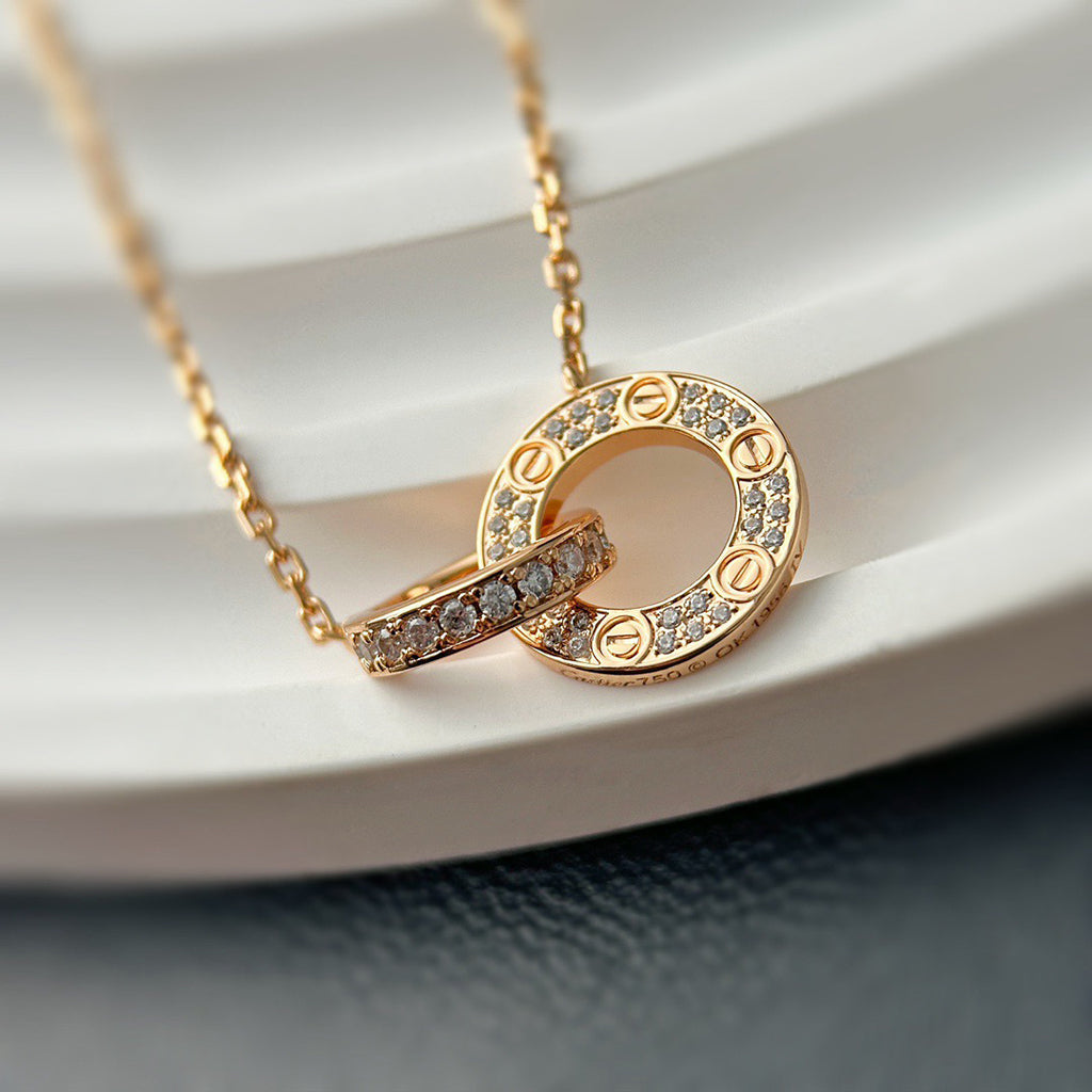[Rose Tomorrow]LOVE  FULL DIAMOND PENDANT NECKLACE