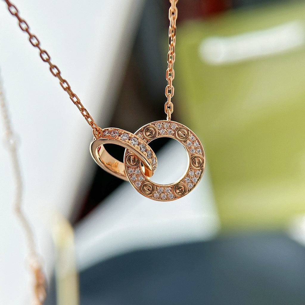 [Rose Tomorrow]LOVE  FULL DIAMOND PENDANT NECKLACE