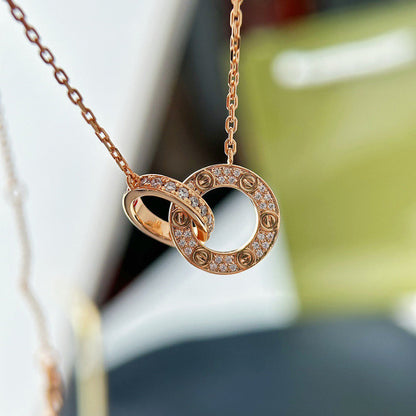 [Rose Tomorrow]LOVE  FULL DIAMOND PENDANT NECKLACE