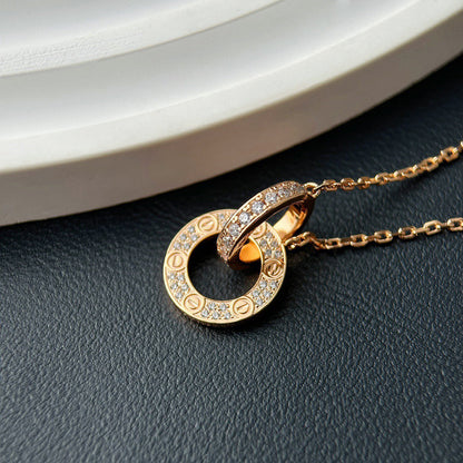 [Rose Tomorrow]LOVE  FULL DIAMOND PENDANT NECKLACE
