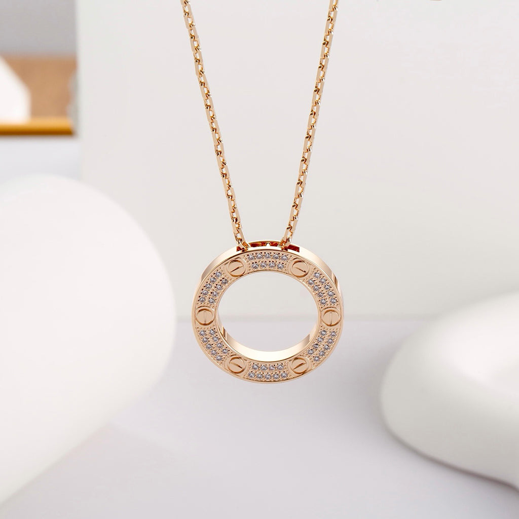 [Rose Tomorrow]LOVE NECKLACE 16MM  FULL DIAMOND