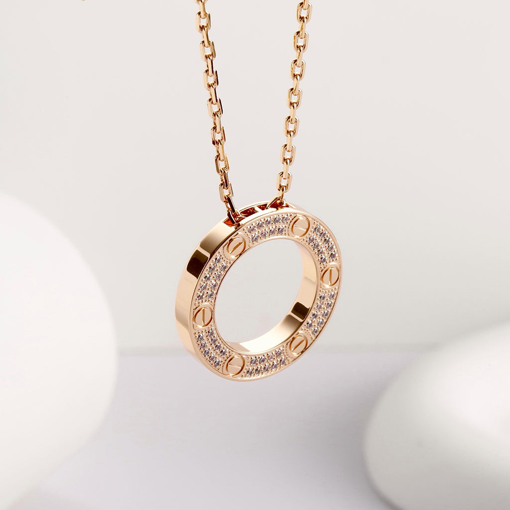 [Rose Tomorrow]LOVE NECKLACE 16MM  FULL DIAMOND