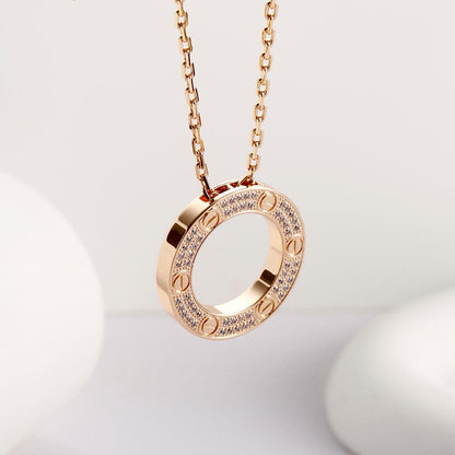 [Rose Tomorrow]LOVE NECKLACE 16MM  FULL DIAMOND
